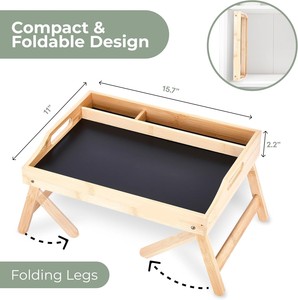Plateaux de <span class=keywords><strong>lit</strong></span> en bois pour <span class=keywords><strong>manger</strong></span> et utiliser un ordinateur portable - Table de <span class=keywords><strong>lit</strong></span> pliable réglable anti-déversement avec 2 emplacements pour médias pour la salle de bain - Product Image 2