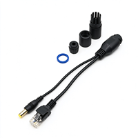 Câble répartiteur PoE passif étanche RJ45 mâle et DC mâle à passage direct pour caméra IP CCTV extérieure Power Over Ethernet