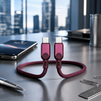 Kabel Data Anyaman Pengisian Cepat PD 60W/100W 5A Pengisian Super Cepat Kompatibel dengan Perangkat Cherry Red