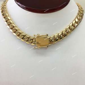 Luxurious Custom Hip Hop 10K Solid Gold Miami <b>Cuban</b> <b>Chain</b> <b>Necklace</b> Iced Out Moissanite Diamonds - Product Image 1