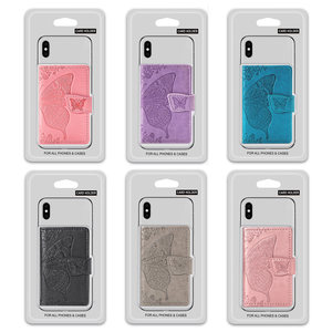 Cartera de Teléfono con Diseño de Mariposa, Tarjetero Autoadhesivo de Cuero PU con Adhesivo 3M para iPhone y Samsung - Product Image 4