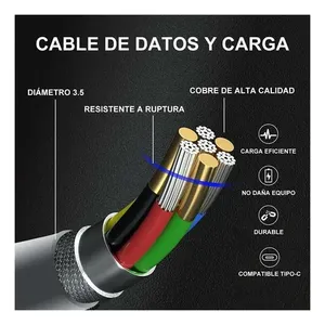 Cavo USB CAB150 da 1 ora, ingresso USB, uscita Type-C, ricarica rapida 3A, rame puro, lunghezza 1m, Micro-USB, confezionato per Power Bank e Computer - Product Image 4