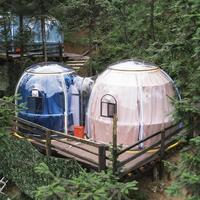 Dômes de Glamping PC de Luxe Transparentes à Prix d'Usine, Tentes Bulle Hôtelières, Chambre Bulle Ciel Étoilé avec Rideaux et Éclairage LED