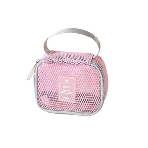 Mesh <b>Makeup</b> Bag Large Capacity Travel Portable Toiletry <b>Case</b> Pink - Product Image 5