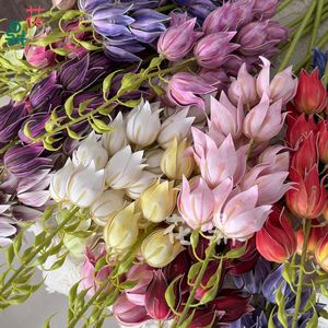 Fleurs artificielles en forme de carillon à vent, couleurs mélangées, en soie, à longues tiges, pour la décoration de la maison et de mariage, style européen, légères - Product Image 4