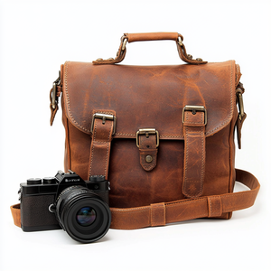 Nhà Máy Cá Nhân Tùy Chỉnh Nhiếp Ảnh Nâu Chính Hãng Bò Da Máy Ảnh <span class=keywords><strong>Messenger</strong></span> Túi Cho Không Gương Ngay Lập Tức DSLR Máy Ảnh - Product Image 5