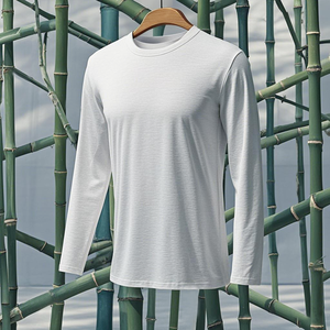 Wholesale <strong>Bamboo</strong> <strong>Fiber</strong> Long Sleeved <strong>T</strong>-<strong>shirt</strong> Custom Logo Printed Heavyweight Cotton <strong>T</strong>-<strong>Shirts</strong> Plain High Quality Tshirts - Product Image 6