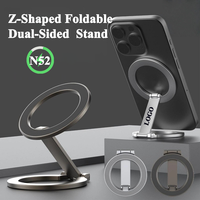 Logo personnalisé, métal double face, type Z, 360° °   Support de téléphone et tablette magnétique rotatif et pliable pour bureau