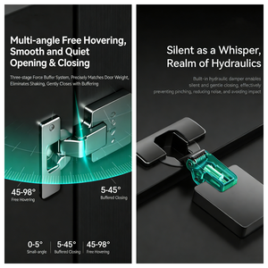 Charnières dissimulées à recouvrement total 35 mm gris titane à fermeture amortie pour meubles de cuisine et placards - Product Image 2