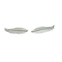 Kadınlar için Tüy Yaprak Küpe, 6mm, Altın Kaplama Pirinç Zarif Minimalist, Beyaz Altın ve Altın