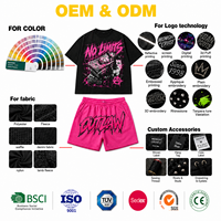 Ensemble 2 pièces homme : T-shirt vintage court délavé à l'acide et short, avec logo personnalisé sérigraphié, style survêtement d'été coupe ample DTG