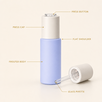 Flacon en verre givré mat de 30 ml à bouchon à vis, compte-gouttes à bouton-poussoir pour sérum et huile essentielle, emballage cosmétique avec sérigraphie – Vente chaude