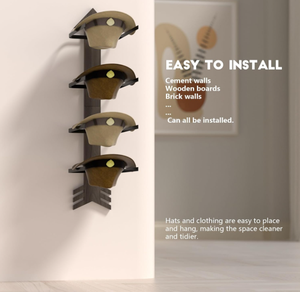 Sombrero de Panamá a la moda, sombrero de <span class=keywords><strong>vaquero</strong></span>, estante montado en la pared, artesanía de madera marrón, decoración del hogar, estantes de exhibición de almacenamiento de sombreros de varios niveles - Product Image 4