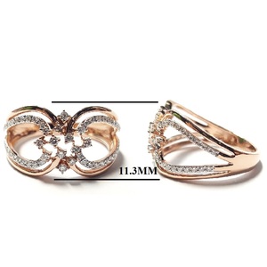 Bijoux en gros Thanksgiving Day gracieux à la mode 18k or rose véritable diamant bijoux fins large bague de mariage pour les femmes - Product Image 2