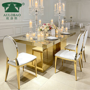 Espejo Rectangular de Acero Inoxidable Dorado para Mesa de Hotel o Boda - Product Image 2