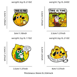 Pins de Esmalte Personalizados al por Mayor, Diseño de Memes 'This Is Fine', Insignias, Directo de Fábrica, OEM ODM, Pins en Stock - Product Image 2