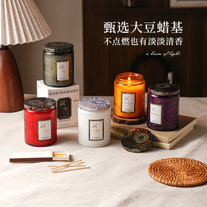 Scented Candles Cylinder Large Capacity Floral Plant Scent Holiday Gift Luxurious Style - Product Image 2