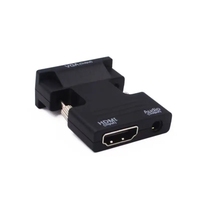 Adaptateur convertisseur HDTV vers VGA noir avec câble audio 3,5 mm mâle-mâle pour PC, ordinateur portable, boîtier TV, projecteur HD 1080P, format mini