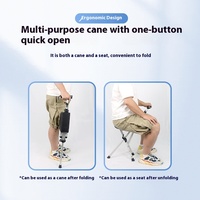 Chaise de canne pliante automatique en un clic en alliage d'aluminium anti-dérapant léger Triangle bâton de marche tabouret pour personnes âgées