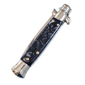 Coltello AKC da 9 pollici in acciaio inossidabile con manico in finto marmo nero perlato, stile Milano Godfather Stiletto, per ordini all'ingrosso di piccole quantità - Product Image 2