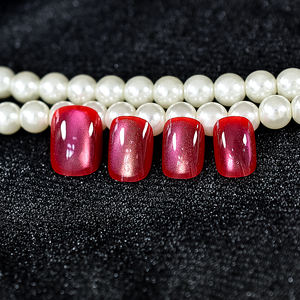 <span class=keywords><strong>Uñas</strong></span> Postizas <span class=keywords><strong>Cortas</strong></span> <span class=keywords><strong>con</strong></span> Diseño de Ojo de Gato Color Cereza para Mujer, Regalo, Brillantes, Reutilizables, de Gel Acrílico, <span class=keywords><strong>con</strong></span> Diseños - Product Image 6