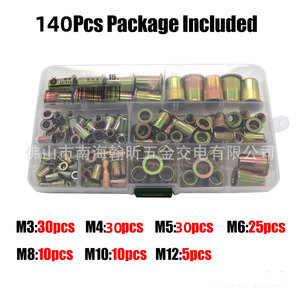 ปืนยิงรีเวทแบบแมนนวล Bt605 รุ่น M3 M12 พร้อมชุดเครื่องมือรีเวทน็อตชุบสังกะสี 140 ชิ้น สำหรับงานโลหะ - Product Image 5