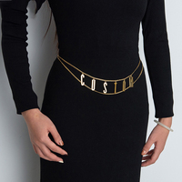 Chaîne de taille tendance en métal pour femme, bijou de corps à la mode pour robes, chaîne de corps avec lettres pour femme
