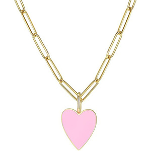 Collana 2024 su misura in acciaio inossidabile alla moda piccolo ciondolo a cuore colorato <span class=keywords><strong>con</strong></span> catena collana cuore smaltato placcato oro - Product Image 1