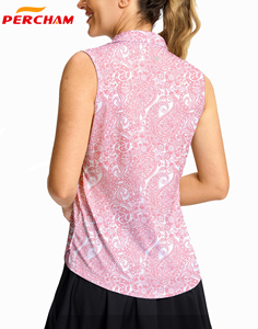 Tank Top Golf & tenis kerah V tanpa lengan wanita, kemeja Polo cepat kering UPF 50 + - Product Image 3