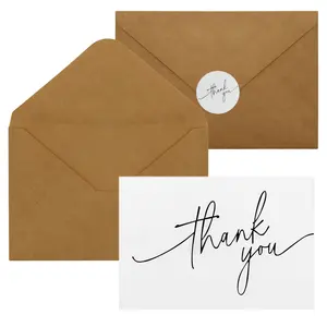 מותאם אישית לעסקים קטנים קמעונאיים יום הולדת מעטפת נייר חתונה ריקה חום קראפט כרטיסי תודה עם מדבקות למעטפות