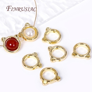 In ottone metallo attraverso il foro perlina cerchio 18K placcato oro gatto/coniglio struttura a forma di <span class=keywords><strong>perline</strong></span> distanziatore connettori fai da te creazione di gioielli - Product Image 2