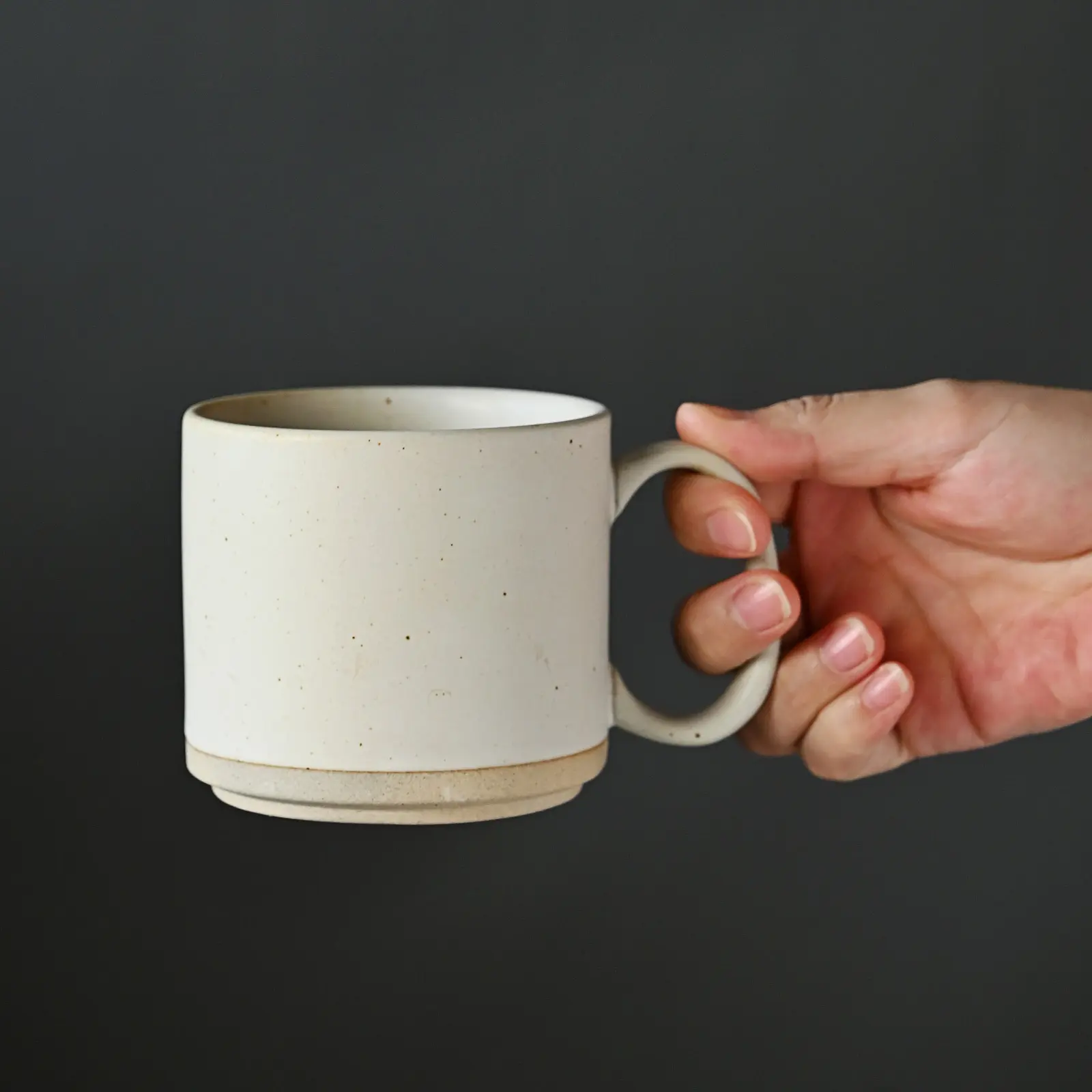 Matte Beige Glaze Porcelain Latte Cups,Country Style Minimalist Coffee Mugs Natural Speckled Effect