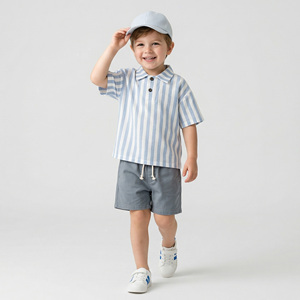 Ensemble de shorts pour garçons en tissu tricoté d'été décontracté 100% coton, motif géométrique coloré - Product Image 5