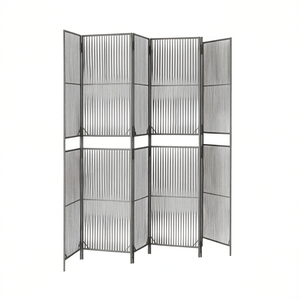 Separador de Ambientes de 6 Paneles en Poliratán Gris, Diseño Moderno Plegable y Translúcido para Hogar u Oficina - Product Image 1