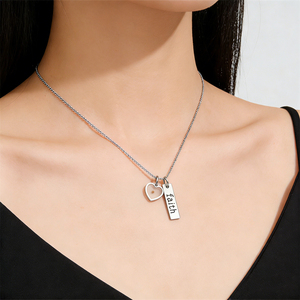 Collar Minimalista de Acero Inoxidable con Grabado de Corazón en Forma de Lágrima y Semilla de Mostaza, Joyería de Fe para Mujer, Resistente al Deslustre - Product Image 2