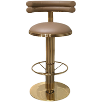 Tabouret de bar de luxe léger Tabouret de bar pivotant à base dorée Chaise de restaurant à dossier haut Tabourets de bar hauts en acier inoxydable