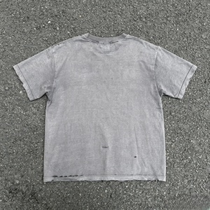 Camiseta de Algodón Gris Lavado Extra Grande para Hombre, Cuello Redondo, Manga Corta, Estilo Vintage, Color Sólido, Tejido de Punto Jersey, Corte Regular - Product Image 3