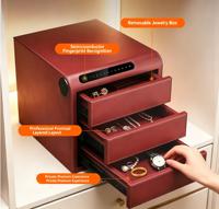Coffre-fort en cuir blanc avec double tiroir, code par empreinte digitale et clé, trois modes de déverrouillage, idéal pour les objets de valeur personnels – Vente en gros usine