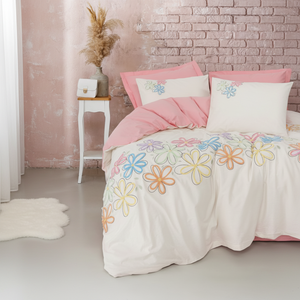 Juego de 4 Fundas de Almohada de Algodón Bellis Pembe ift Kiilik Nevresim Takm, Oferta Especial para Mujeres y Niños, para Uso Doméstico - Product Image 3