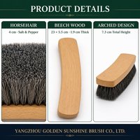 Brosse de nettoyage pour chaussures en crin de cheval naturel, brosse à chaussures en bois cintrée, brosse de soin pour cuir brun foncé