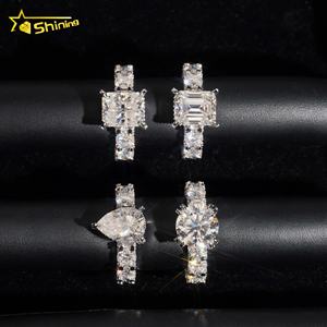 Koleksi cincin pernikahan perak murni 925 hadiah Wanita Perhiasan halus ices Out 5ct VVS cincin Moissanite dikirim dari gudang Amerika Serikat - Product Image 3