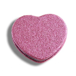 Bling Bling Beauty Red PU Leather Dual Sides Heart Shape <b>Compact</b> Cosmetic Pocket Mirror - Product Image 2