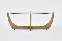 Nouvelle conception Wabi Sabi, table basse en chêne et verre, ensemble de table à manger, table basse antique, meubles bohèmes
