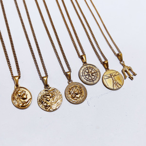 Colar com pingente de cruz masculino, colar de aço inoxidável tridente de bússola, estrela do norte, colar de moedas de mídia, 18k de ouro de <span class=keywords><strong>jesus</strong></span> - Product Image 4
