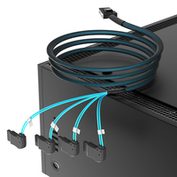 Cable Mini SAS SFF-8087 a 4 x SATA 3.0 con Conector Izquierdo, 6 Gbps, Cable de Datos Interno para Servidor, para Tarjeta RAID HBA, Conexión de 4 SATA HDD SSD