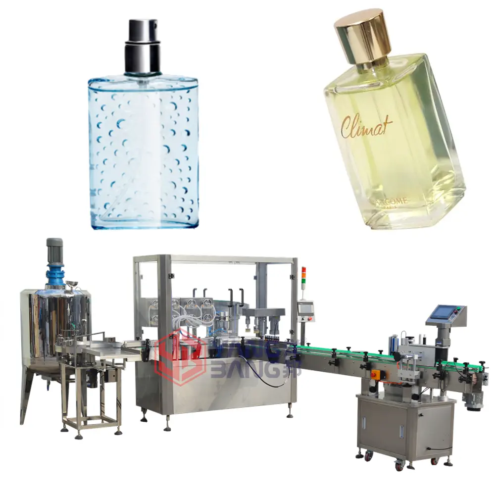 50Ml 100Ml Kleine Vloeibare Fles Cosmetica Vulling Capping Machine Voor Body Mistspray Vrouw Parfum Vulling Productlijn