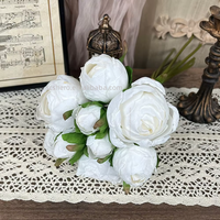 Grosir Pabrik Dekorasi Pernikahan Natal Buatan Berkualitas Tinggi Realistis 9 Tangkai Bunga Peony Sutra Buket Wisteria