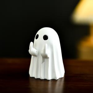 Simpatici Ornamenti Creativi a Forma di Fantasma di Halloween in Resina con Gesto Divertente del Dito Medio, Piccole Decorazioni da Scrivania - Product Image 2