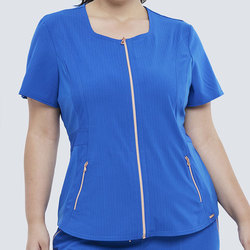 Conjunto de uniformes médicos de enfermera de manga corta azul con cremallera dorada completa nuevo estilo de alta calidad al por mayor uniformes de <span class=keywords><strong>esteticista</strong></span> con cremallera - Product Image 5