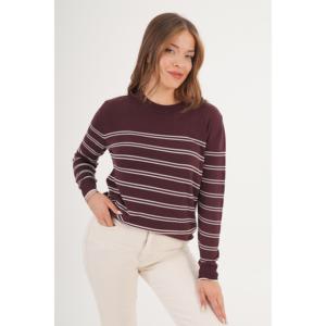 Pull en tricot à col rond rayé marron pour femme, manches longues, décontracté, anti-boulochage, 14 Gg - Product Image 2